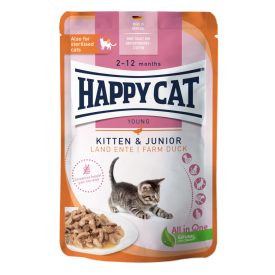 Happy Cat Pouch Szósz Kitten-Junior kacsa alutasakos 85g